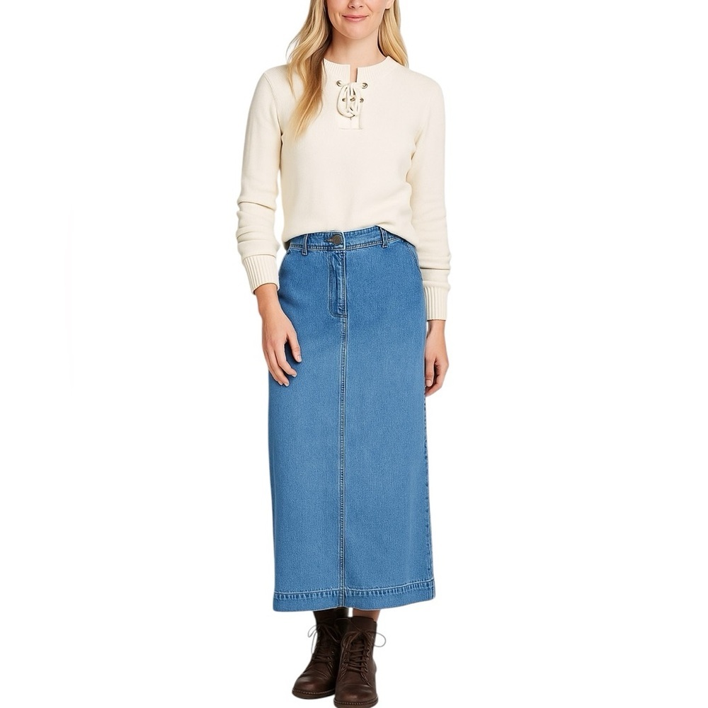 Y2K Eddie Bauer Denim Maxi Skirt 12 Western BoHo Cottagecore Modest Classic
